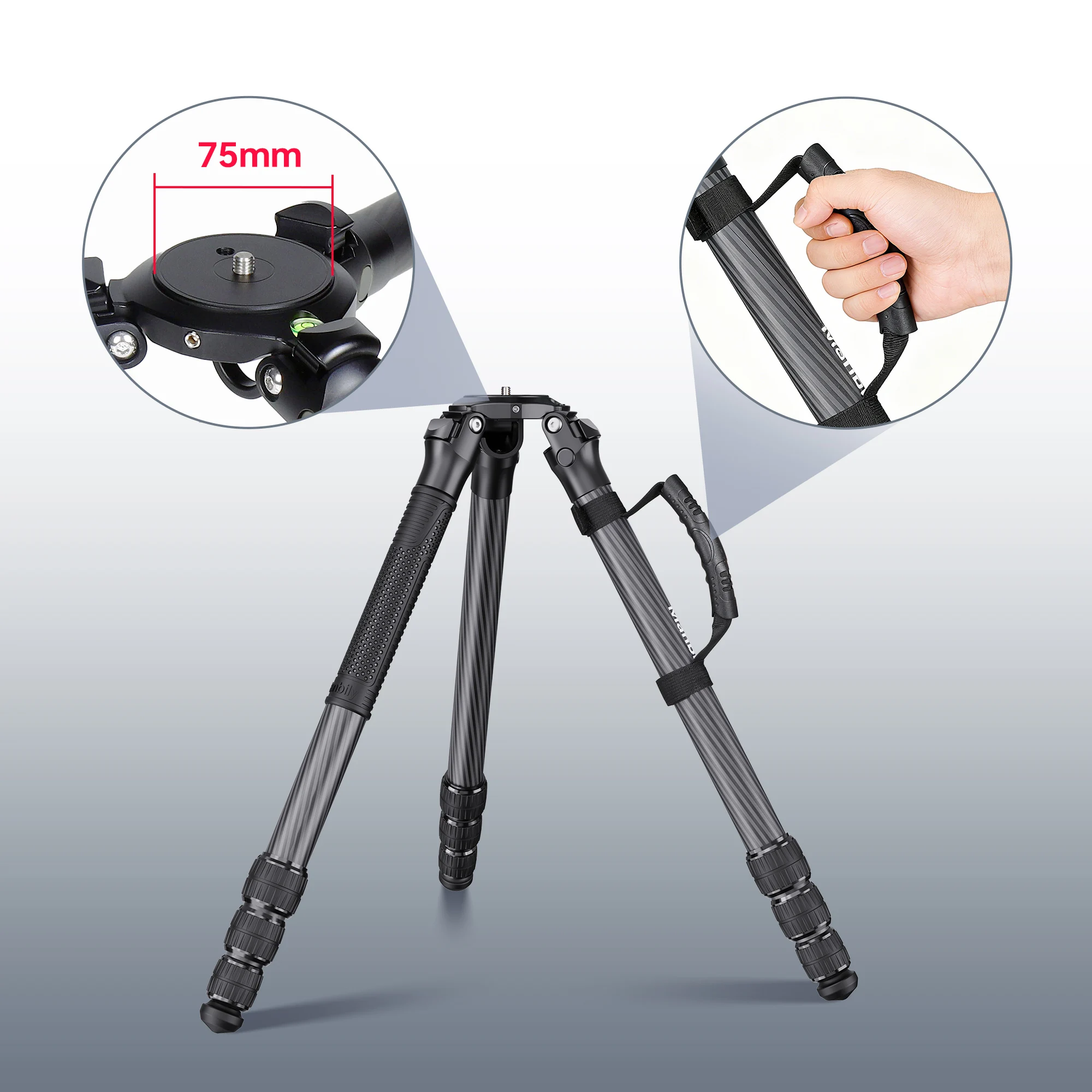 Manbily MT-364C Heavy Duty Carbon fiber Tripod For Shooting Hunting 36mm  Professional Camera Tripod Stand  Max Load 44lbs/20k