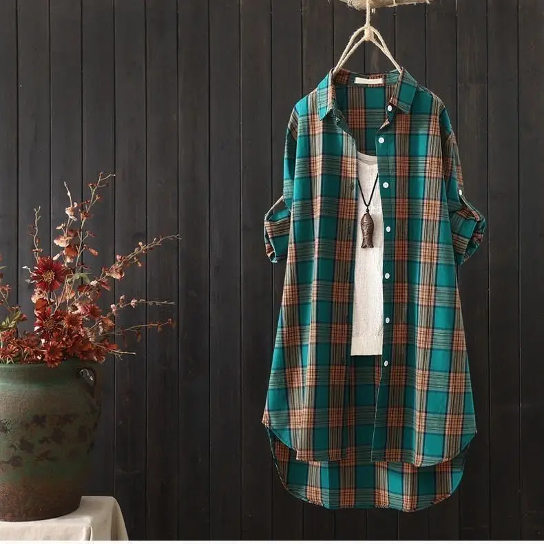 Spring Loose Plaid Shirt Women's 2025 New Design Sense Fashion Casual Sunscreen Shirt