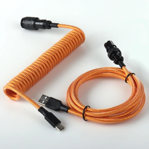 Cable en espiral LANO tipo C para teclado, Cable de datos para teclado mecánico de 1,5 metros, conector Wite Aviator adecuado para accesorios a juego