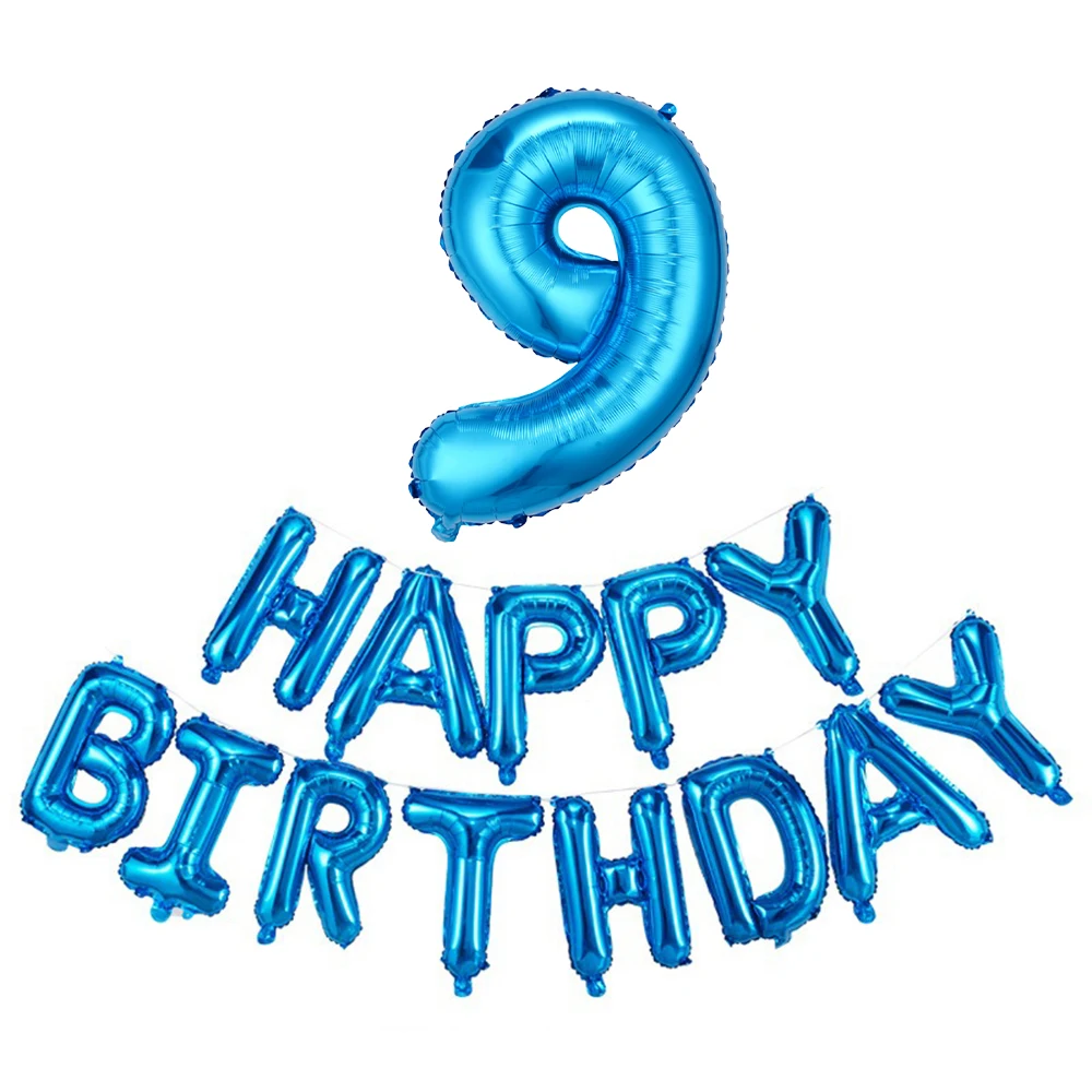 بالونات أزرق مقاس 32 بوصة رقم 1-30 من رقائق الألومنيوم ومجموعة بالونات حروف "عيد ميلاد سعيد" مقاس 16 بوصة لتزيين حفلات أعياد الميلاد