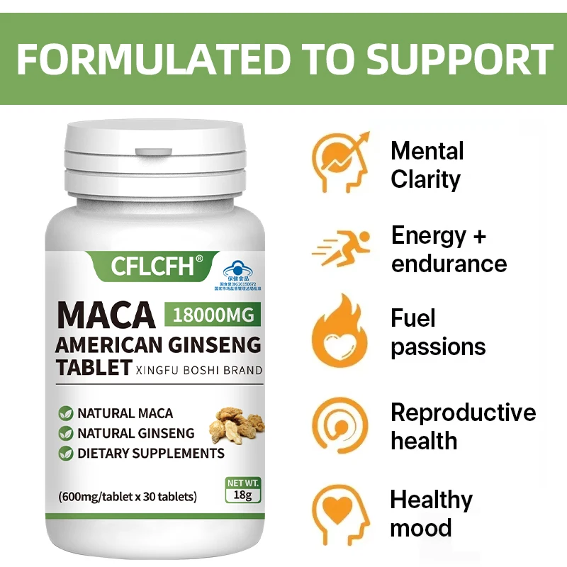 150PCS maca american ginseng tablet Increase Muscle Mass, Endurance and Vitality Male Hormone Balance maca supplement 5 Bottles