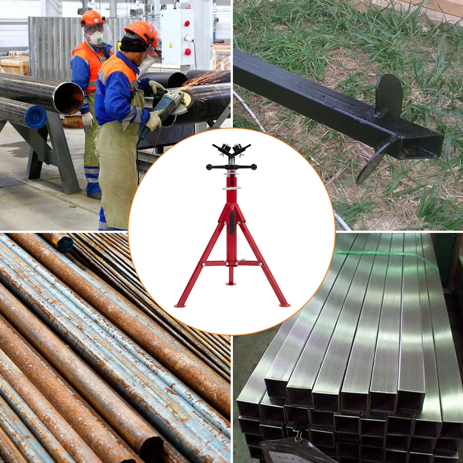 حامل مقبس أنبوبي برأس على شكل حرف V مع نقل كرويين 28-52 بوصة ارتفاع قابل للتعديل 1/8 بوصة - 12 بوصة سعة أنبوب واسعة سعة تحميل 2500 رطل