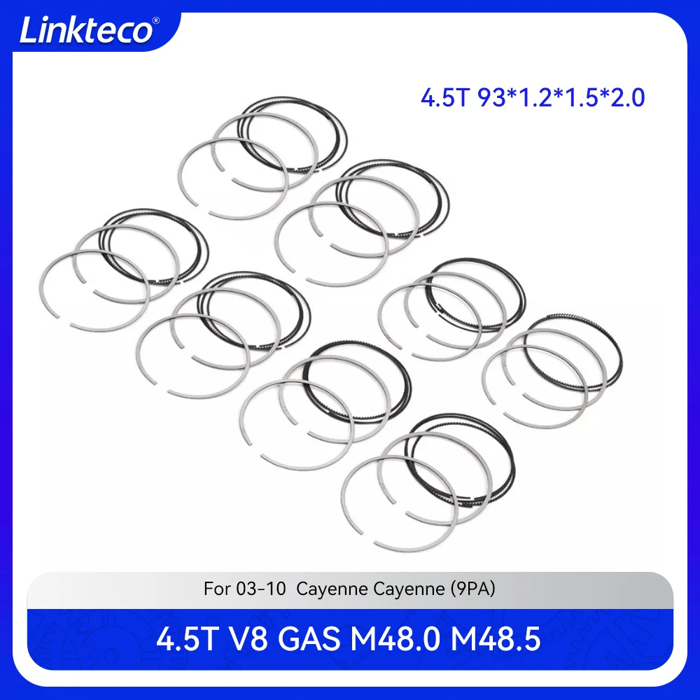 Pieza del motor 8 Uds 93mm juego de anillos de pistón apto para 4,5 T L Gas M48.00 M48.50 para 03-10 Porsche Cayenne 955 9PA S Turbo 4.5L 4.5T V8