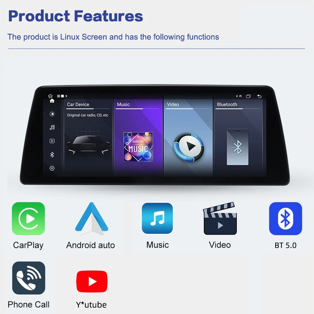 

Linux Carplay Android Auto 12.3 Inch Car GPS Navigation For BMW 6 Series 2009-2012 CIC 2013-2016 NBT Multimedia Player Radio