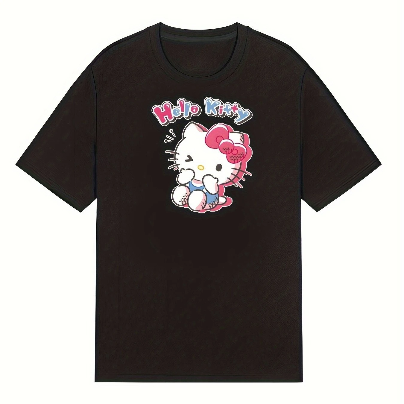 

Хлопковые мужские и женские футболки с графическим принтом «Hello Kitty», лето, осень-зима, роскошные брендовые спортивные футболки с короткими рукавами