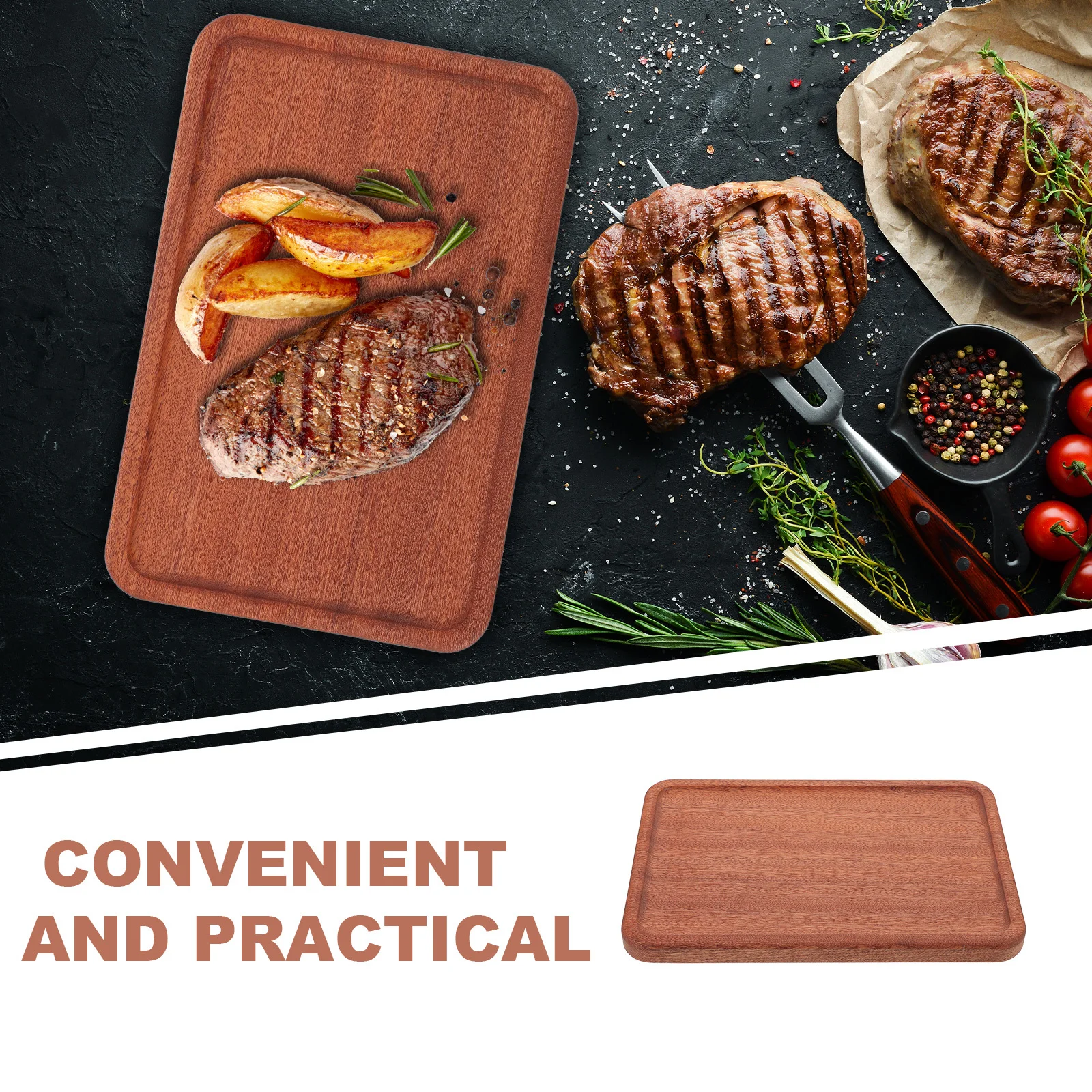 لوح فحم خشبي مستطيل صينية تقديم من الخشب الصلب الطبيعي طبق الجبن كعكة المقبلات وجبة خفيفة طبق فاكهة المطبخ