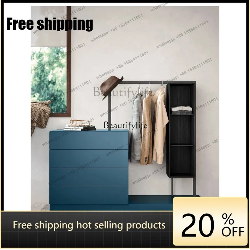 JJ Italian minimalist chest, coat rack integrated, clothes rack at the end of the bedroom bed