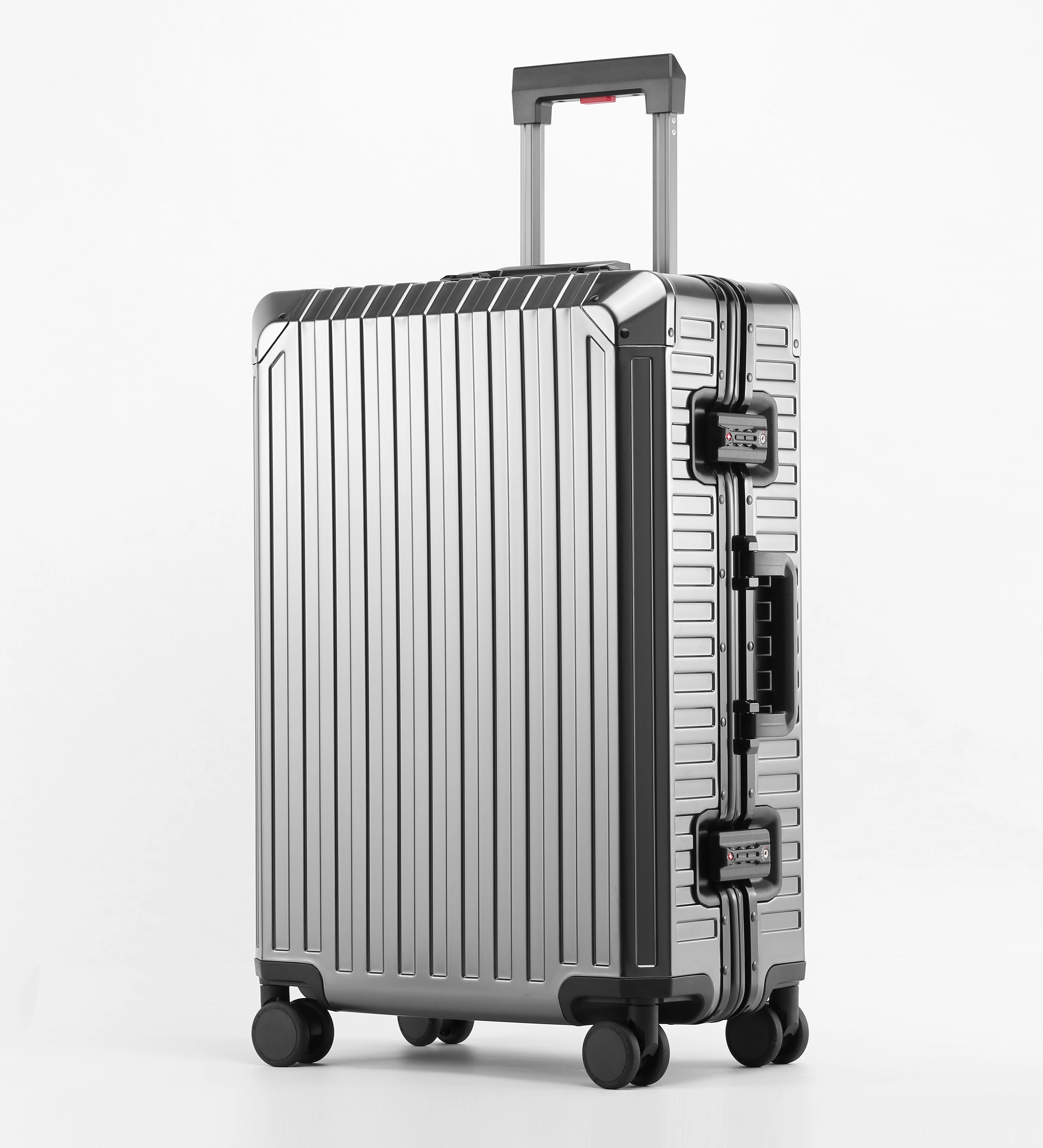 Nieuwe Stijl Alle Aluminium 20 "24" 28 "Inch Reiskoffer Carry op Luxe Koffer Metalen Trolly tas Universele Wielen