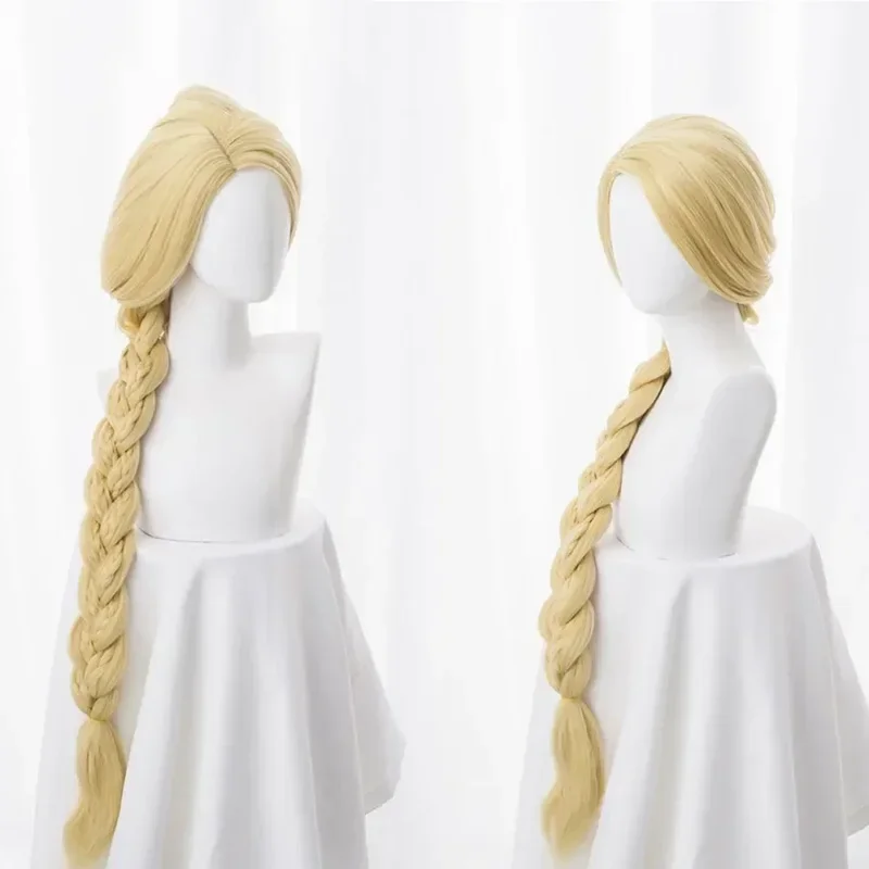 Enchanted Rapunzel Anime Cosplay Wig Synthetic Golden Long Braided Wig 40 Inch Comic-Con Coser Princess Wig Daily Party