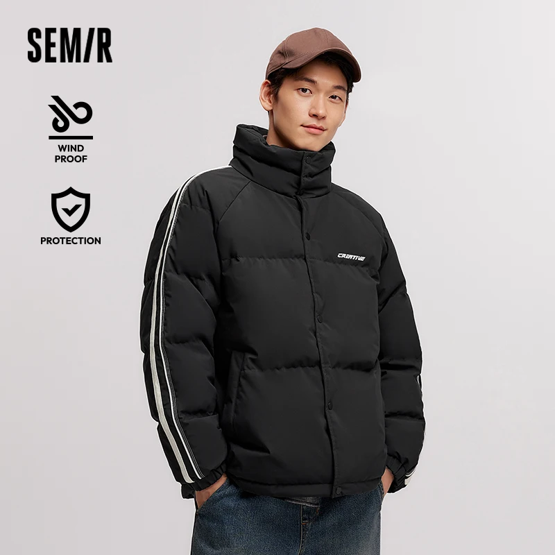 Semir Down Jacket Men Four-Proof Thick Outerwear 2024 Winter New Loose Printed Puffer Coat Fashionable Sporty Style Down Jacket