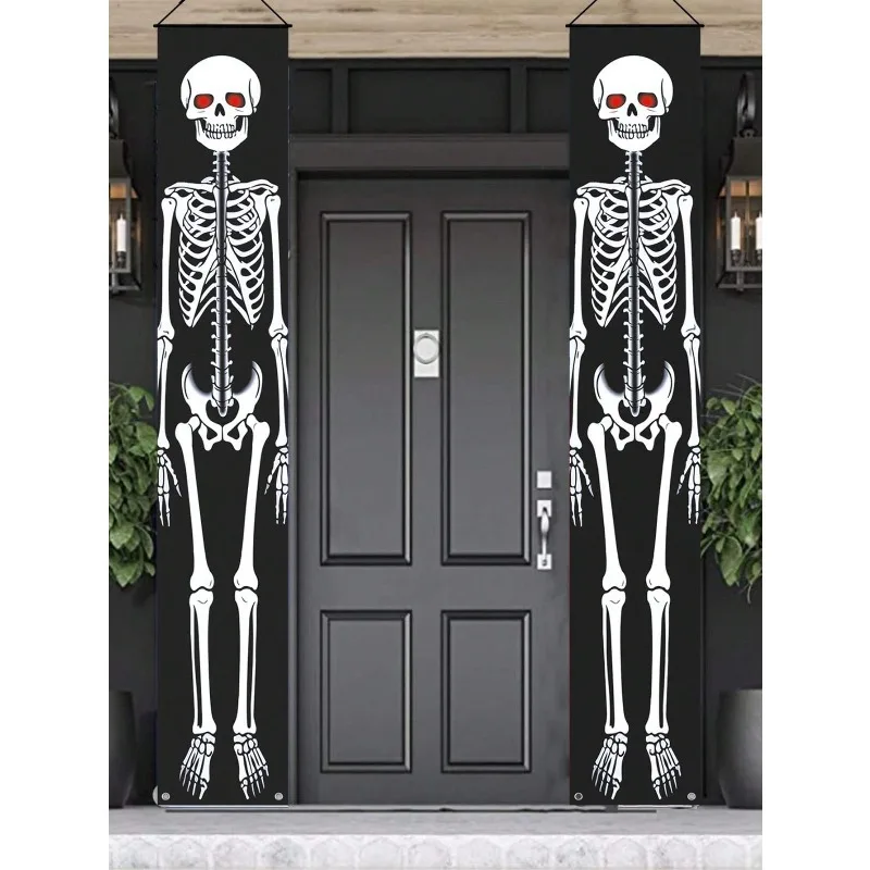Ein Paar Halloween-Skelett-Türsäulen-Paare, Halloween-Türbanner, Halloween-Dekorationen, Halloween-Party-Dekorationen