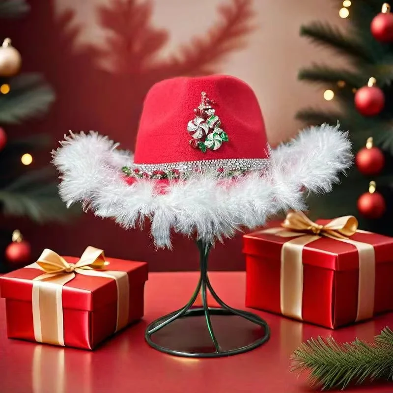 HongLuan Glitzer-Kostüm, Hut für Erwachsene und Cowboy-Hüte, Strass für Damen, Cowboy-Cosplay, Damen-Accessoires und Cowgirl-Kappe