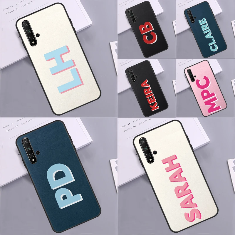 Custom Names Monogram Dropshadow Case For Huawei Nova 10 9 SE 5T 3i 7i 8i 11i Y60 Y61 Y70 Y90 P30 P40 Lite P60 Mate 60 Pro