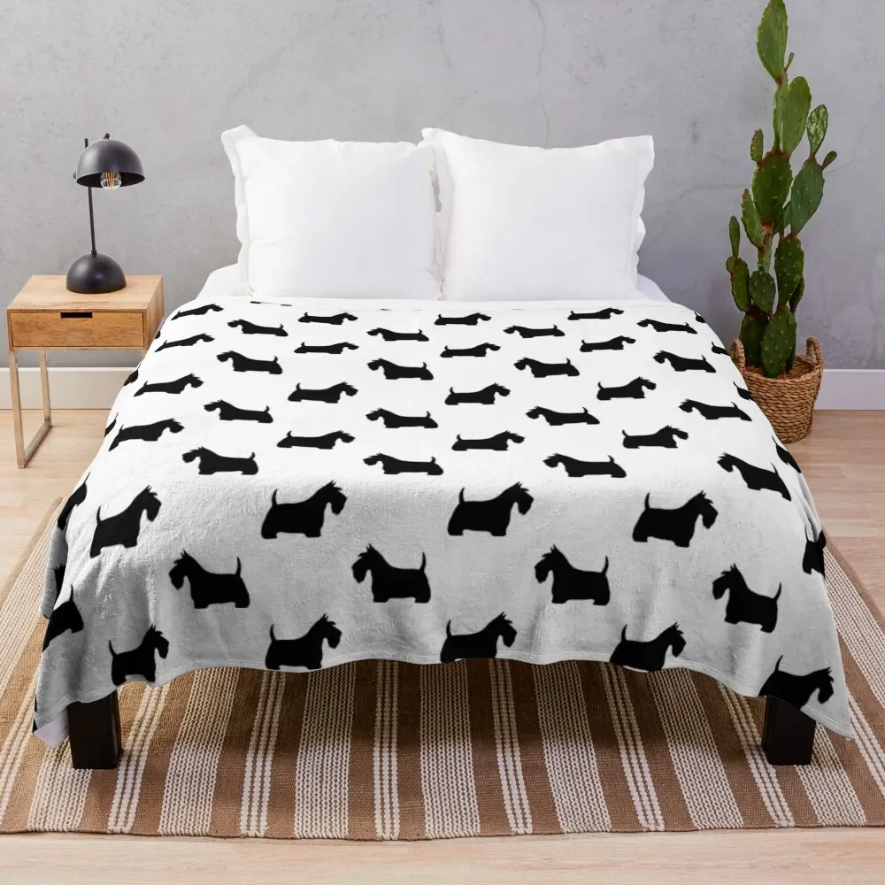 Scottish Terrier Silhouette(s) Black Scottie Dog Throw Blanket Luxury Brand Winter beds Blankets