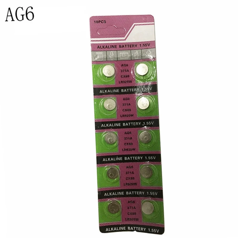 10 шт./лот AG6 кнопочный аккумулятор CX921 LR920 LR921 371A 171 батарейка типа «таблетка» SR920SW оксид серебра для часов. 10 шт./лот AG6 кнопочный аккумулятор CX921 LR920 LR921 371A 171 батарейка типа «таблетка» SR920SW оксид серебра для часов.