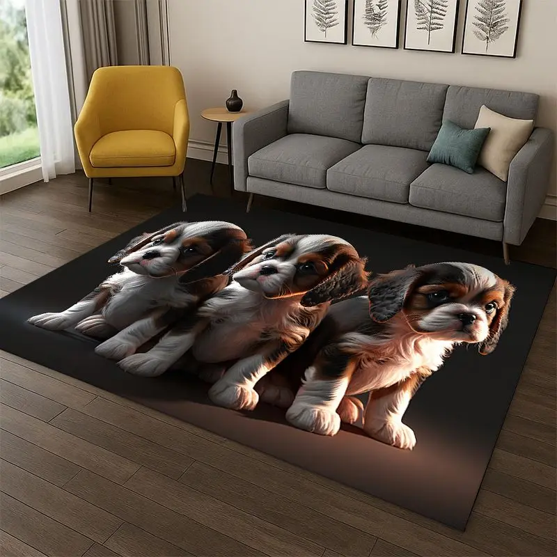 Cute Dog Puppy Cartoon Carpet Rug for Bedroom Living Room Sofa Playroom Doormat Home Decor,Kid Game Area Rug Non-slip Gift