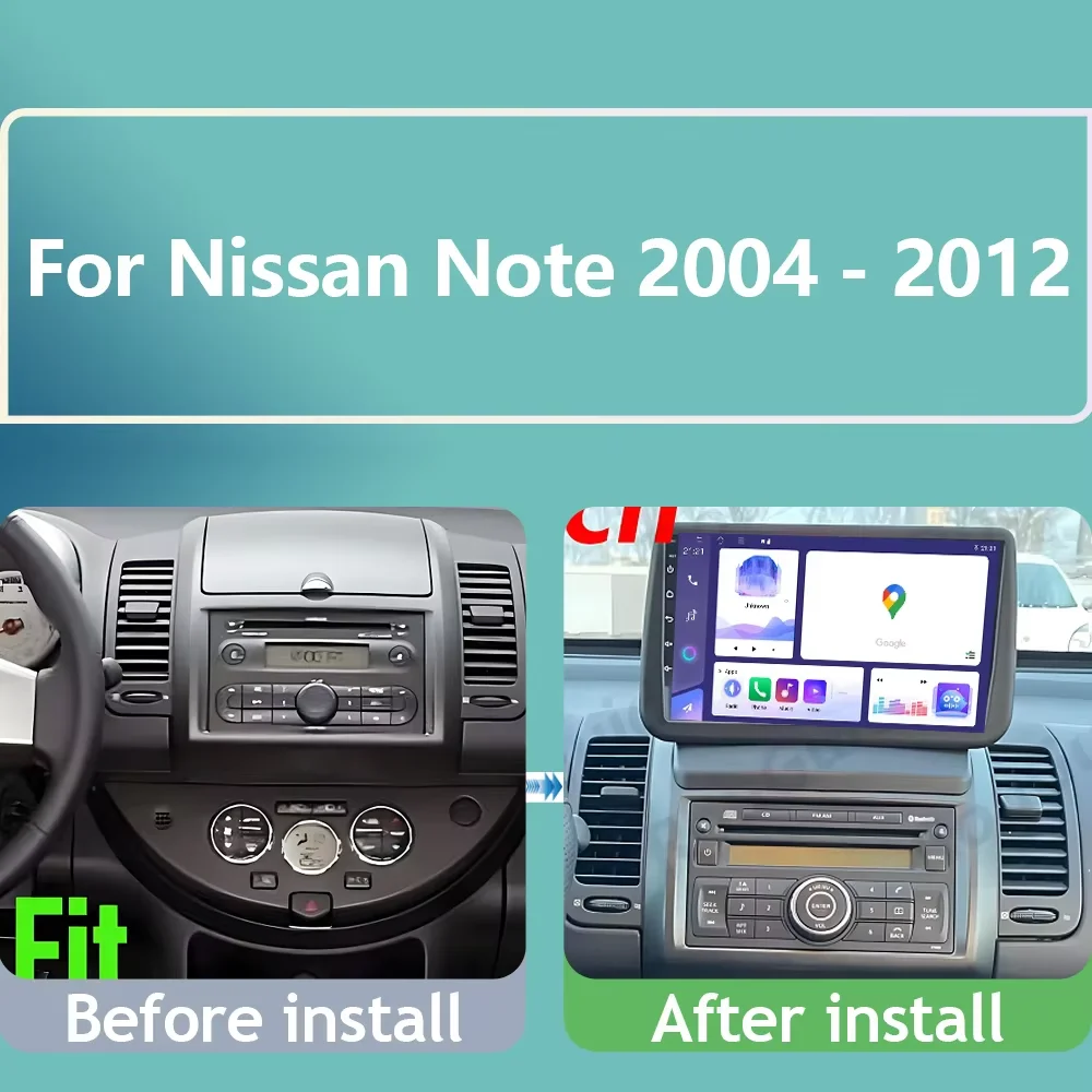 Android 16 2K QLED For Nissan Note 2004 2005 2006 2007 2008 2009 2010 2011- 2012 Car Radio BT Multimedia Video Player GPS Stereo