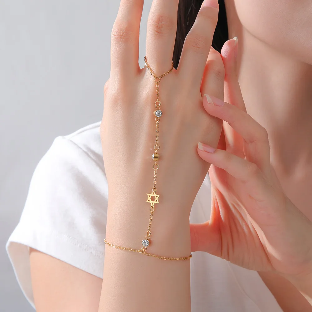 Dawapara Davidstern und Chai Armband Handkette Jüdisches Hexagramm Glücksbringer Judaica Schmuck Edelstahlschmuck – Detail 8