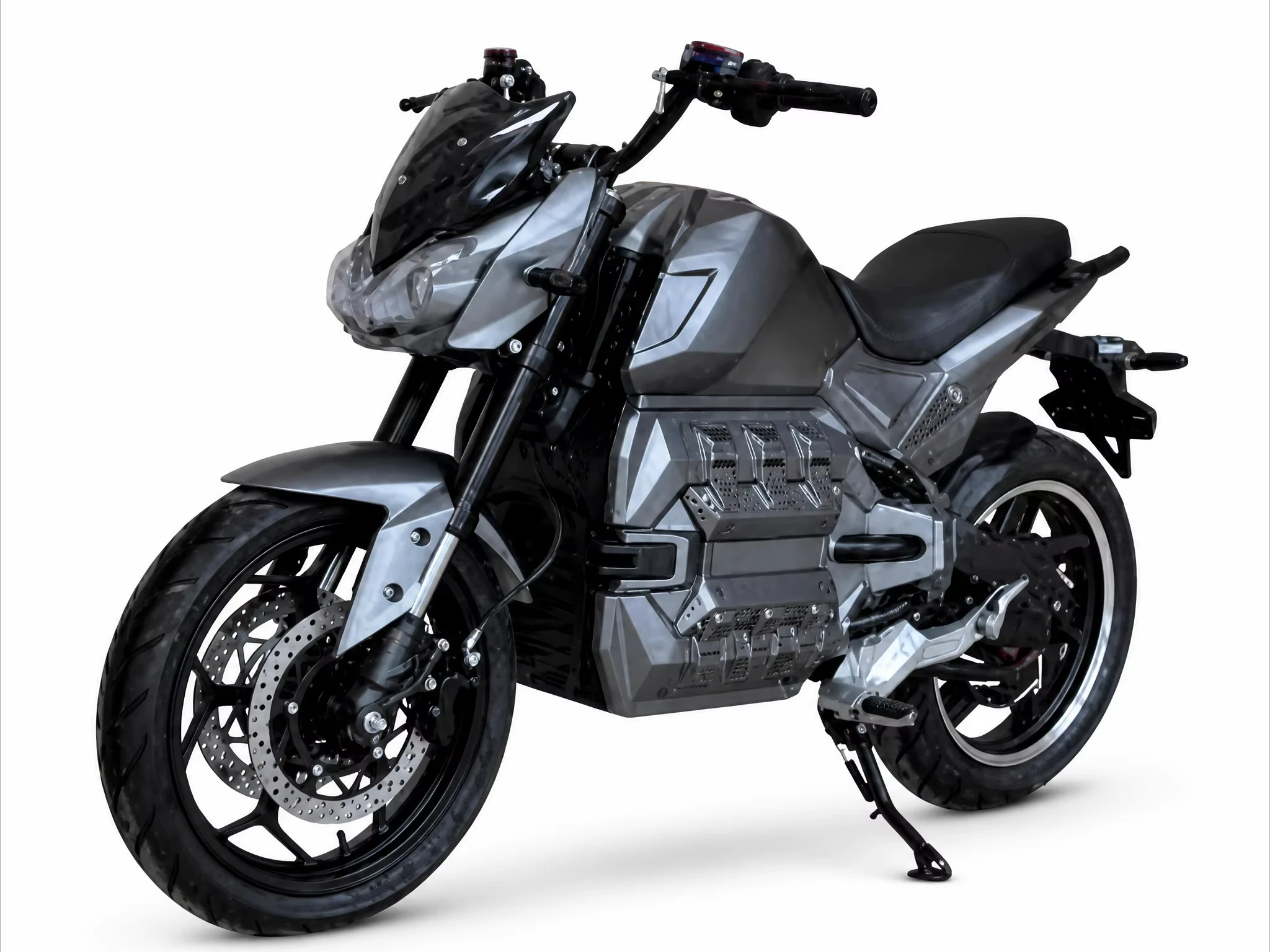 DXY3000W titanium gray electric motorcycle, 72V 50Ah lithium battery, 80KM/H high speed, 70-100KM ride, dual sports disc brake