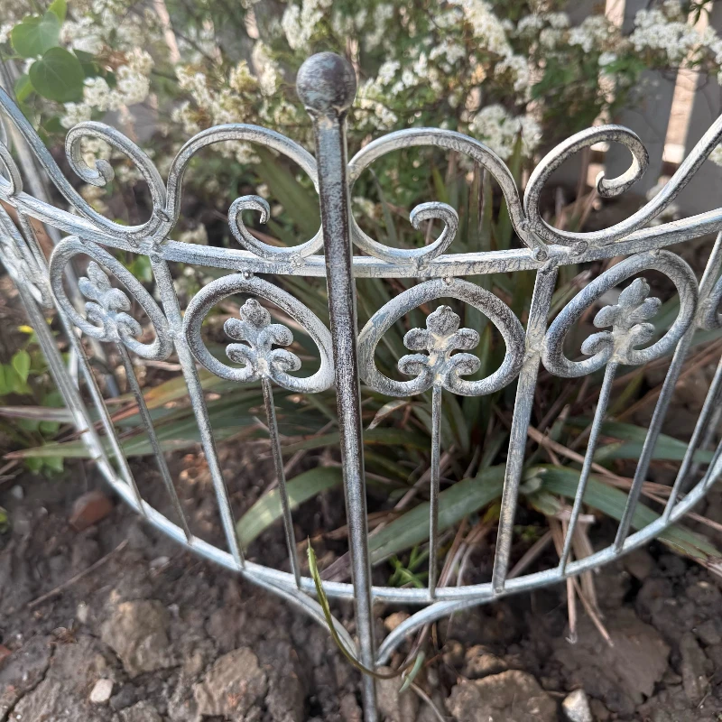 Rustic Garden Fence Make Old Iron Plant Support System for Climbing Vines Flower Bed Decor Border Ground Inserted Garden Trellis