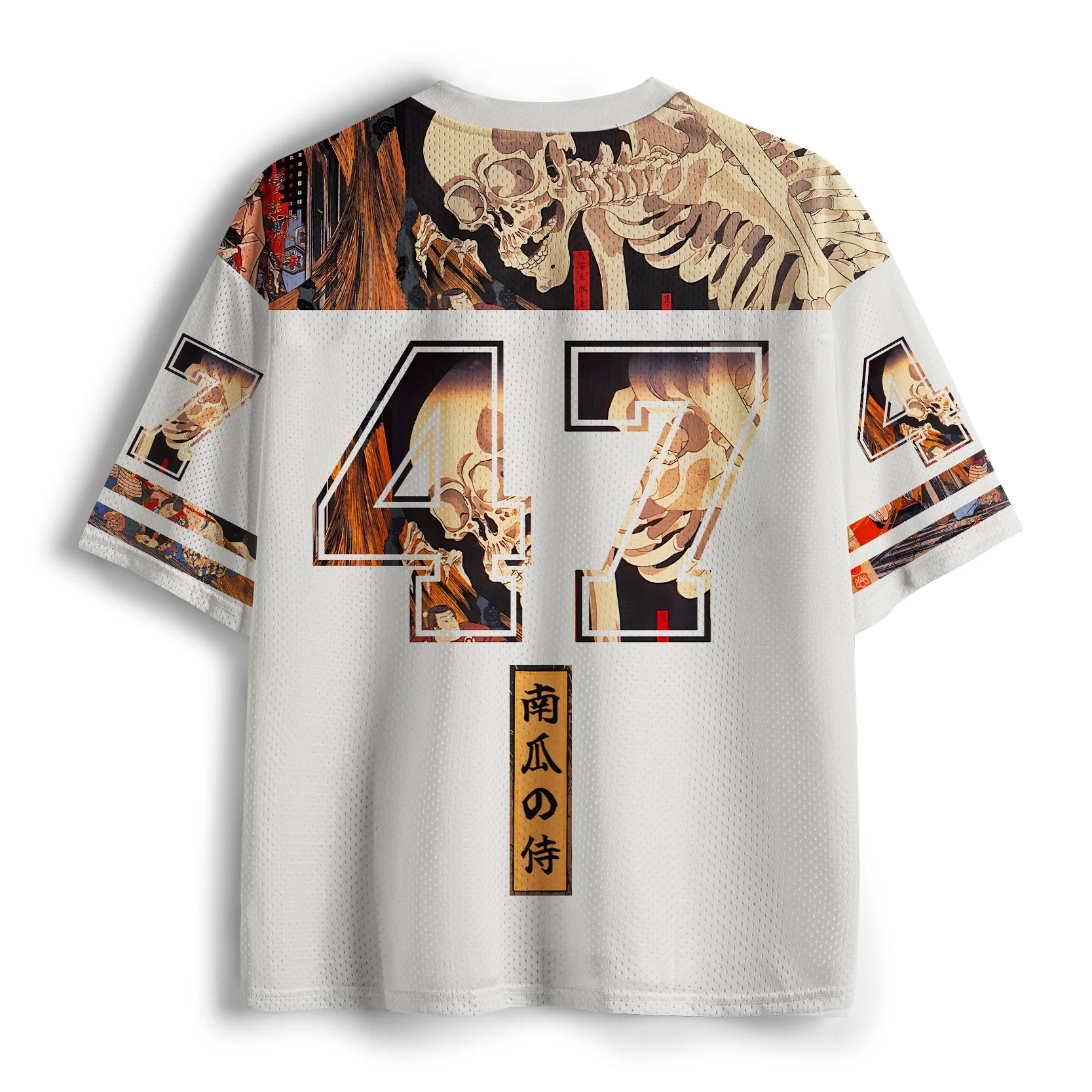 2026 New Pumpkin Warrior Printed Mesh Jersey Mesh V-neck T-shirt Halloween Street Wear Adult and Children's Style