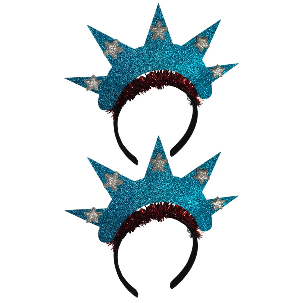 2 Pcs Statue of Liberty Headband Hair Hoops 4th July Decoration The Crown Independence Day Headbands Cosplay