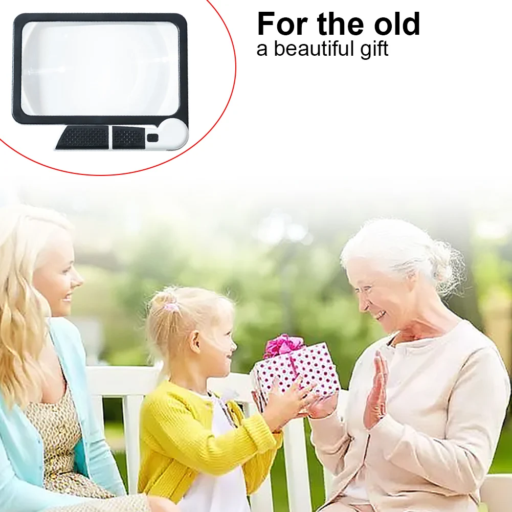 Foldable Magnifying Light with Gluing Handle Foldable Reading Magnifier 2 Dimming Modes for Old People Seniors for Books Reading