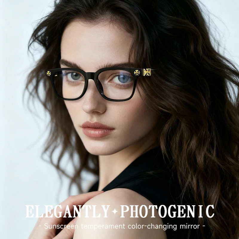 BEAU FIVE High-Quality Retro Anti-Blue Light Trendy and Versatile Square Frame Computer Protective Glasses Plain Lens F114