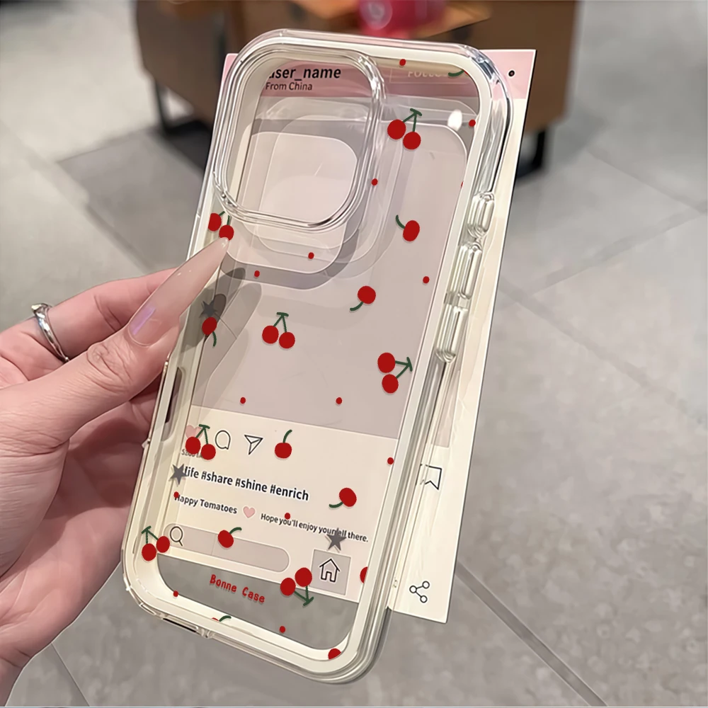 Chic Coquette Cherry Handyhülle für iPhone 16 14 15 Plus 13 14 15 17 16 12 11 ProMax 16 15 14 Pro 17Air Transparente Weiche Hülle – Detail 5