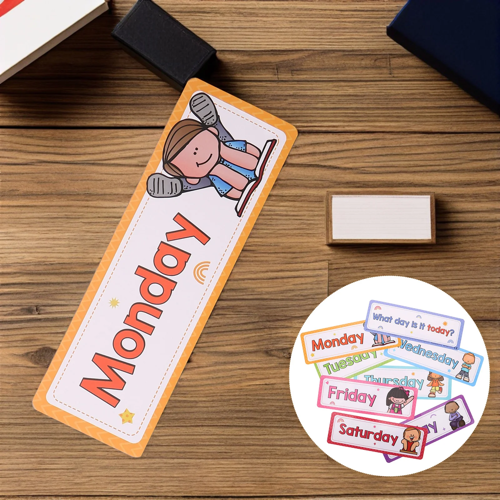 

8Pcs English Teaching Cards Days of The Week Flash Cards Portable Toddler Early Learning Flashcards Preschool Classroom Learning