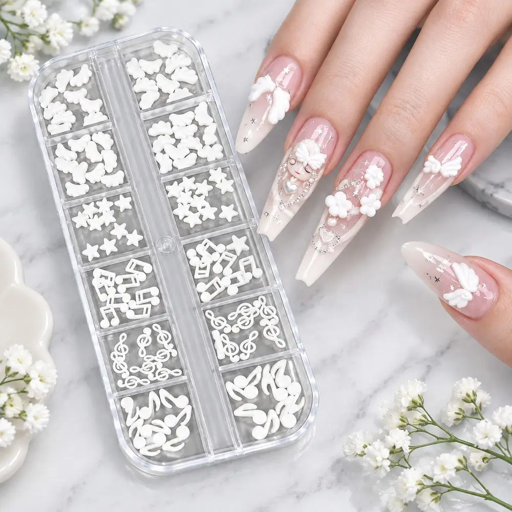 12Grids Enchanted Fairy Nail Art Decorations Magical Wing Star Note DIY Fantasy Manicure Decor for False Acrylic Nails Party Kit