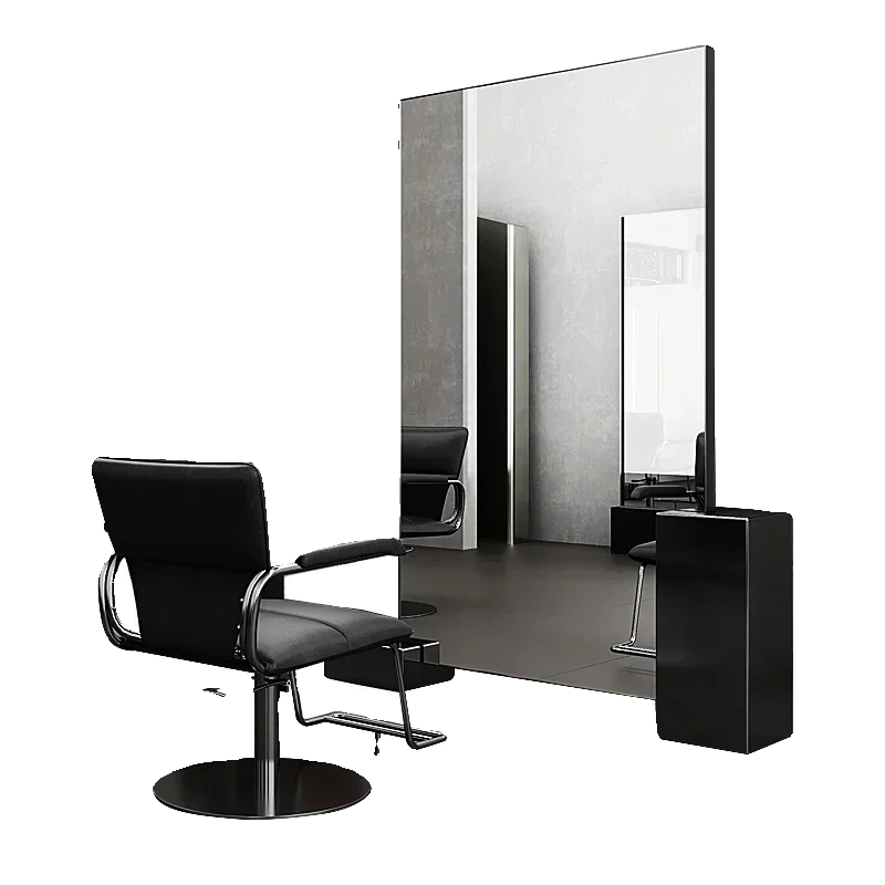

Internet celebrity hair salon floor mirror with light strip new barber shop special high-end atmosphere wall single double
