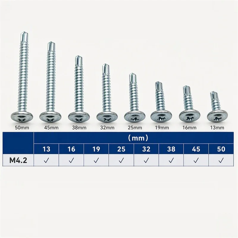 25KG  Blue Zinc M4.2 Large Round Truss Flat Head With Washer Self-tapping Screw For Metal Installation Repair Fastener