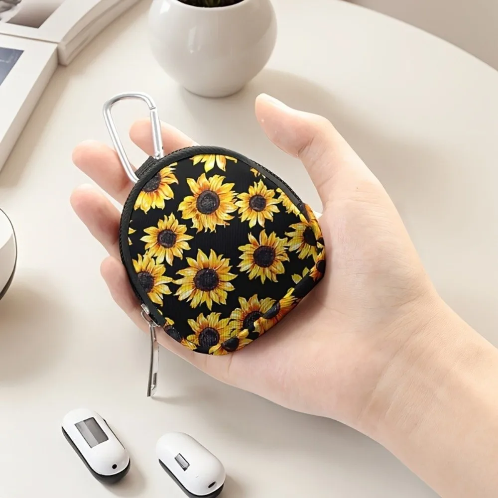 Mini Coin Pouch Key Wallet Flowers Waterproof Portable Coin Pouch Earphone Holder Zipper Closure Mini Purse For Men Women