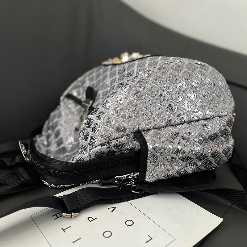 New Women Backpack Large Capacity Shoulder Bag Pack with Glitter Decor Fashion Shiny Mochilas Para Niñas Sac a Dos