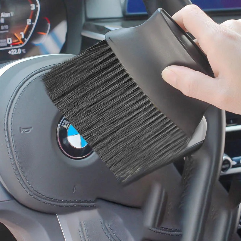 Black and Yellow Car Vent Brush 2-in-1 Double Sided Bristle Detail Brush Air Outlet Crevice Cleaning Tool Car Interior Dust