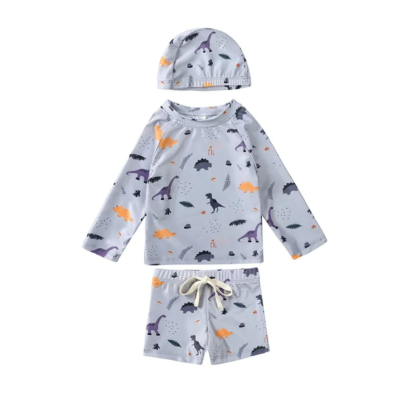 New 2026 Boy Swimsuit Printed Long Sleeve Girl Boy Swimwear Cartoon Children Two Pieces Bathing Suit Beachwear Monokini image 4