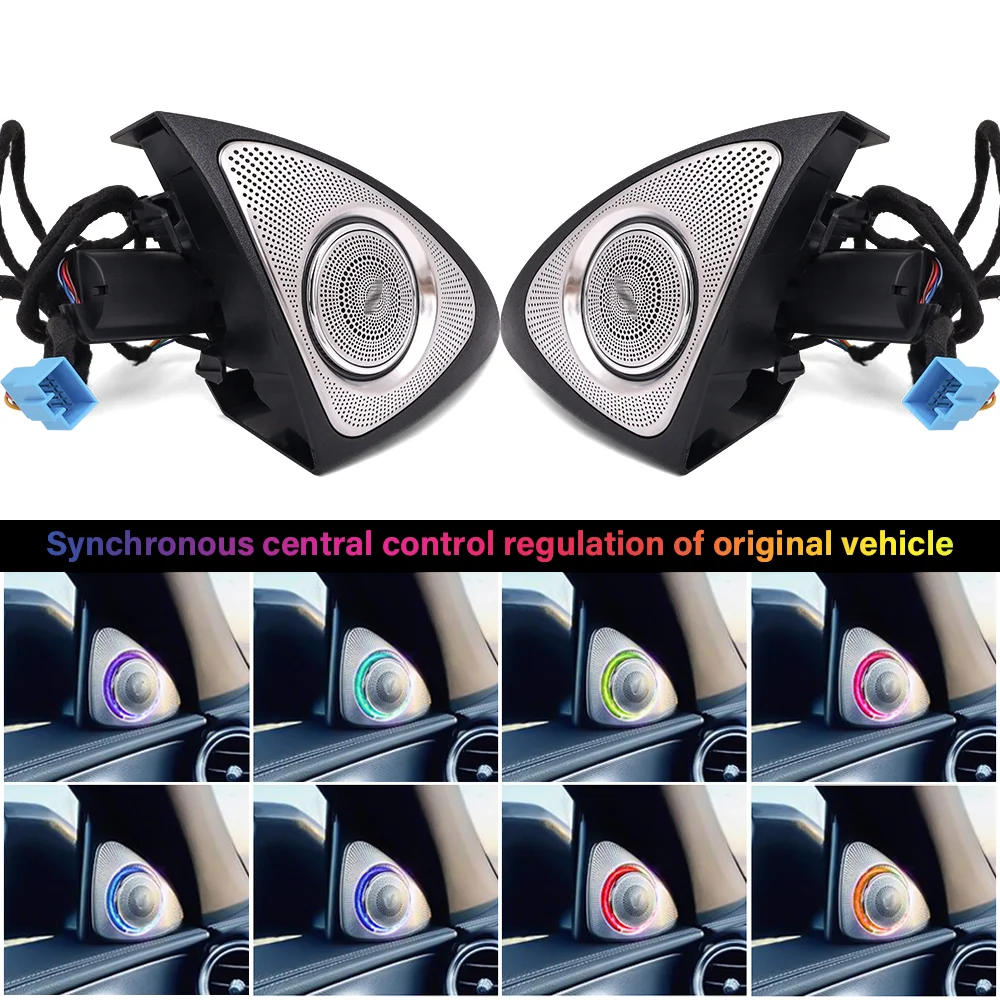 3/64 Colors 3D Rotating Tweeter For Mercedes Benz C GLC Class W205 RGB LED Luminous Car Speaker Horn Refit LED Ambient Light