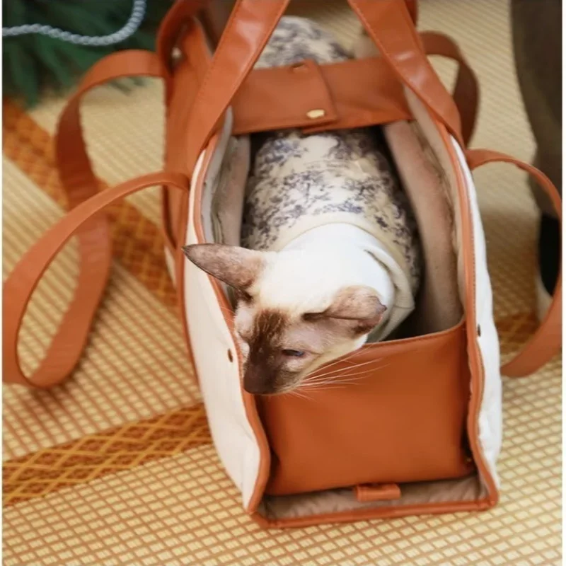 FurStarHigh-quality Leather Pet Bag With Thickened Rabbit Fur Lining For Warmth And Comfortcarrier Bag For Dogs Cats Pet Backpac