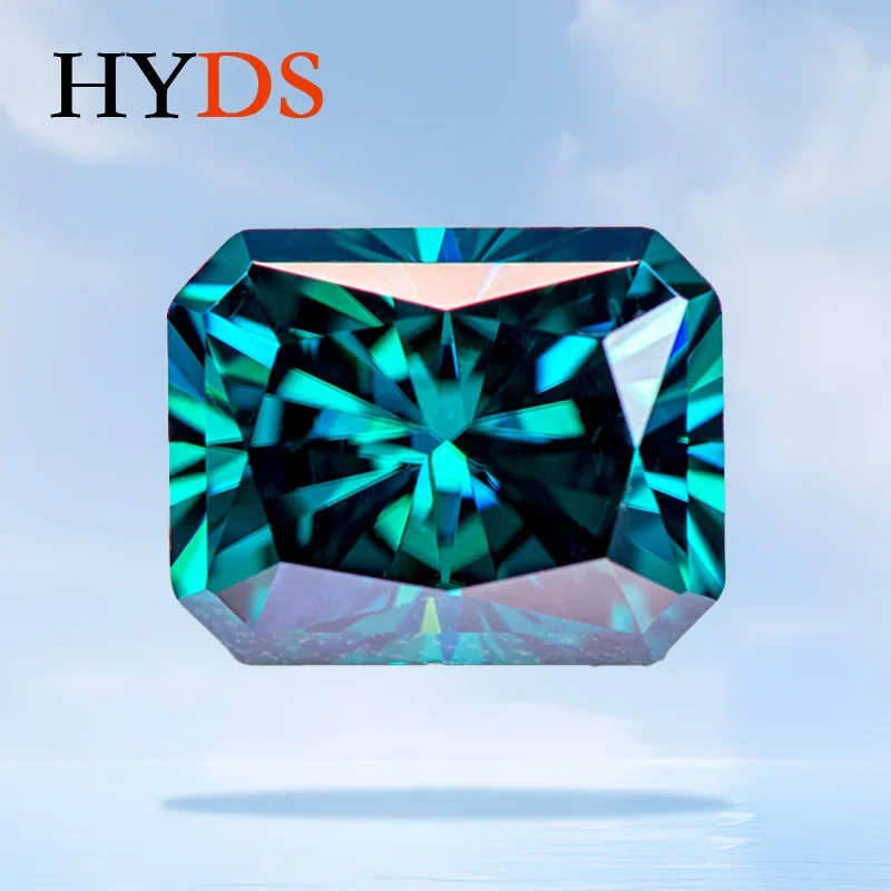 

Moissanite Gemstone Natural Color Emerald Green VVS1 Radiant Cut Beads for Charms Jewelry Making Materials with GRA Certificate