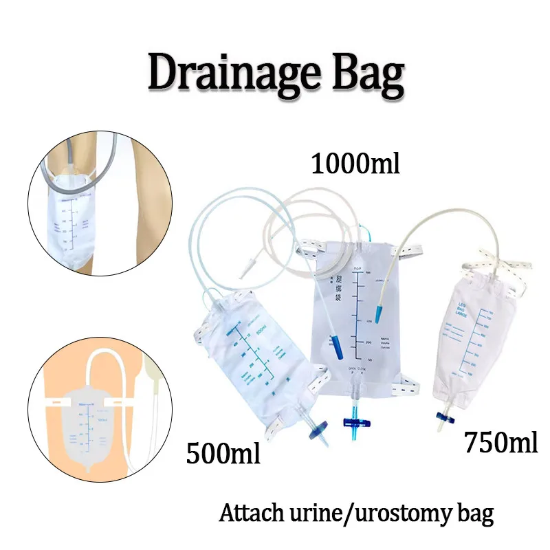 500/750/1000ML Portable Urine System Urinary Collection Bag Supplies Reusable Drainable Urinals Pouch Urine Bag