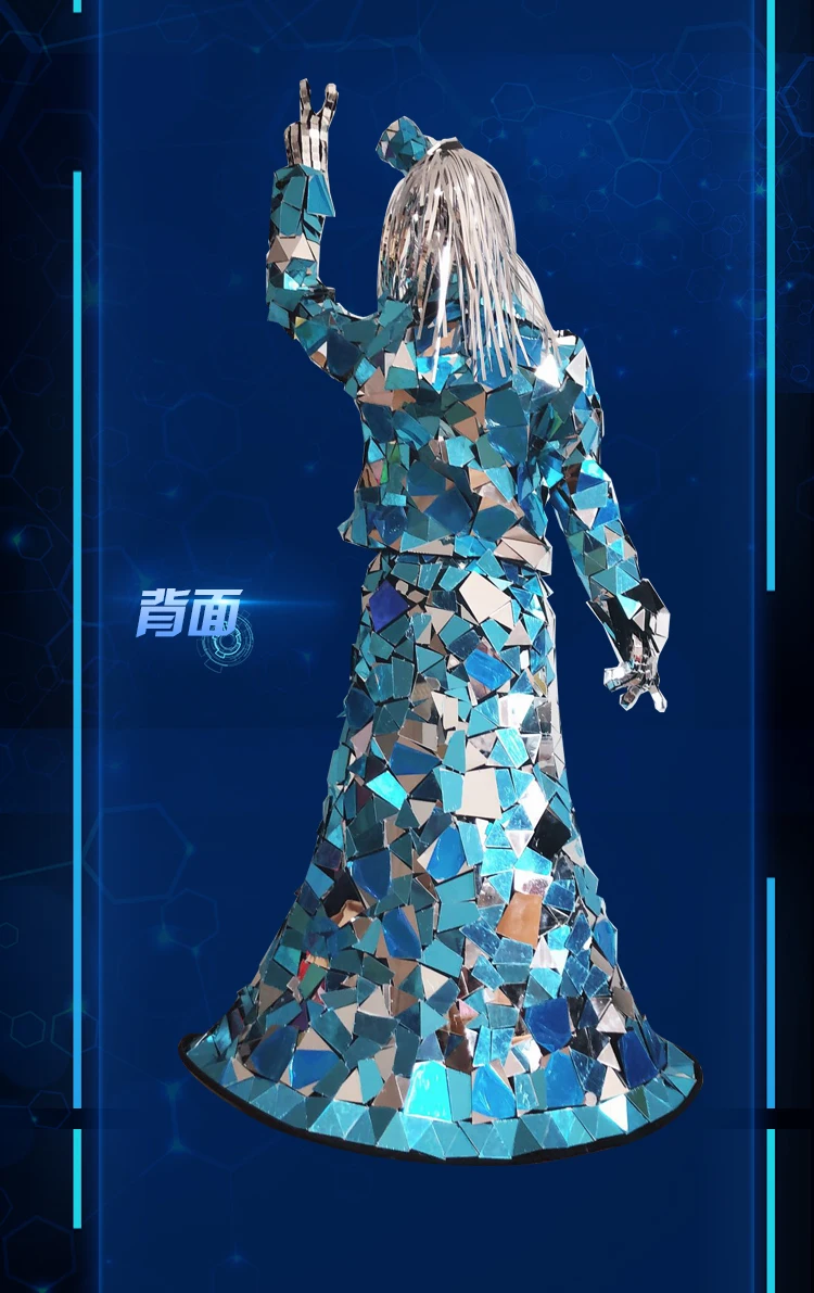 2026 جديد ملابس رقص المرأة مرآة فستان ست قطع مجموعة GoGo الهذيان مهرجان الزي مرحلة الأداء مرآة زي yj124