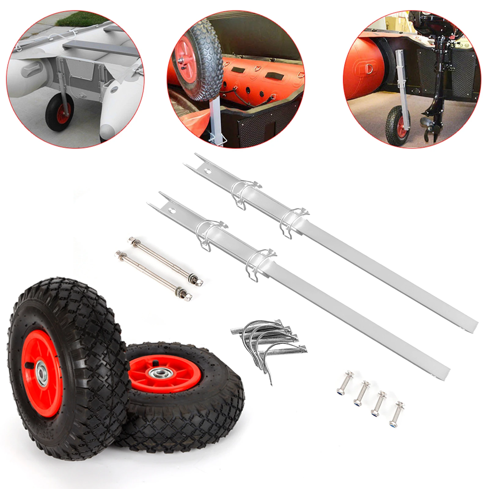 500lbs Launching Wheels Folding Dinghy Wheel &Bracket For Inflatable Boat Alumin Aluminum Inflatable Boat Launching Wheels