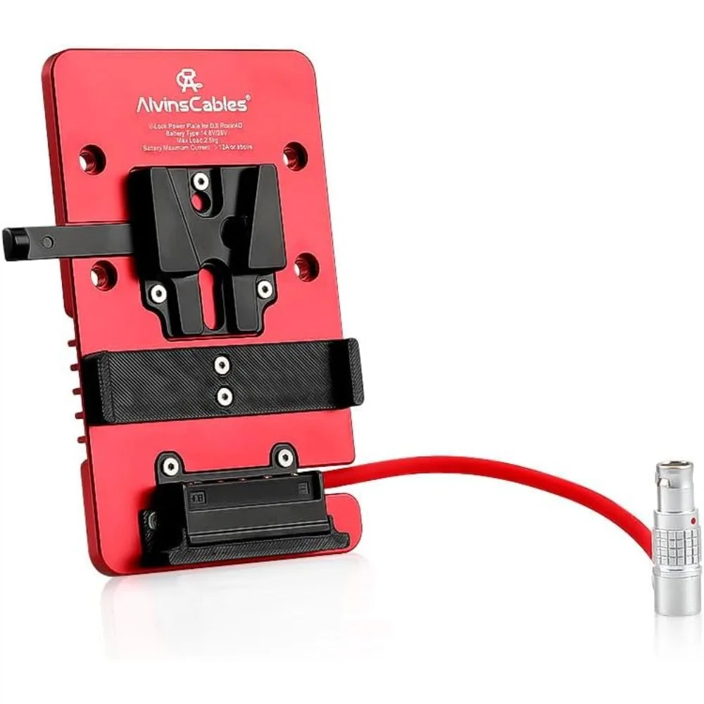 

Alvins's Cables V Mount Battery Plate for DJI Ronin 4D, with Rotatable 1B 6-Pin Male DC-in Out Put Battery Mounts Plate V Mount