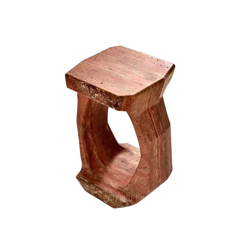 Premium natural red limestone coffee table with unique texture, modern design, suitable for living room furniture