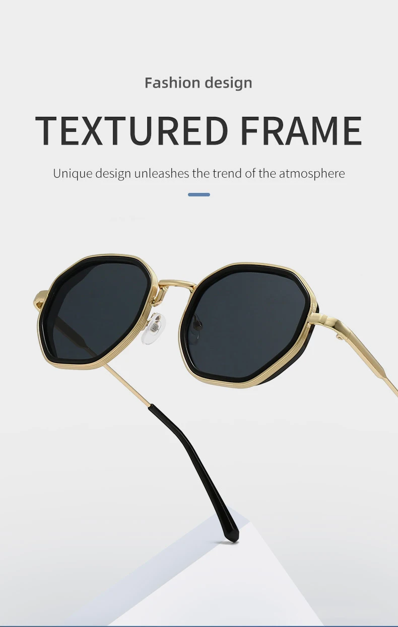 Neue modische Unisex-Sonnenbrille aus Metall mit geometrischem Design, Retro, personalisierbar, trendiger Streetstyle, UV-Schutz, 222 – Detail 5