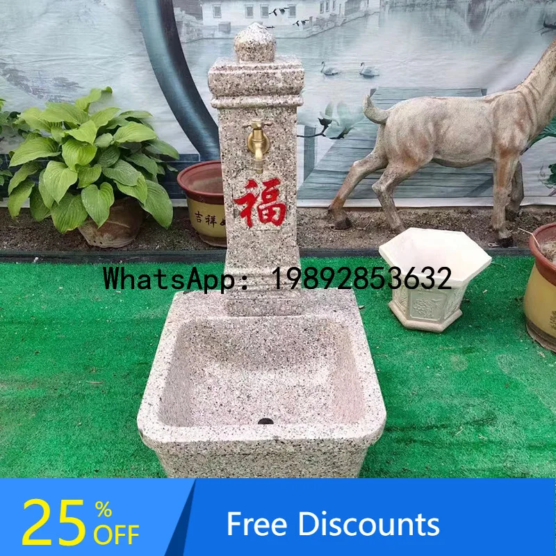 CZ Stone Carving Wash Basin Courtyard Villa Indoor and Outdoor Mop Sink Tourist Attraction Scenic Area Decorative Wash Basin