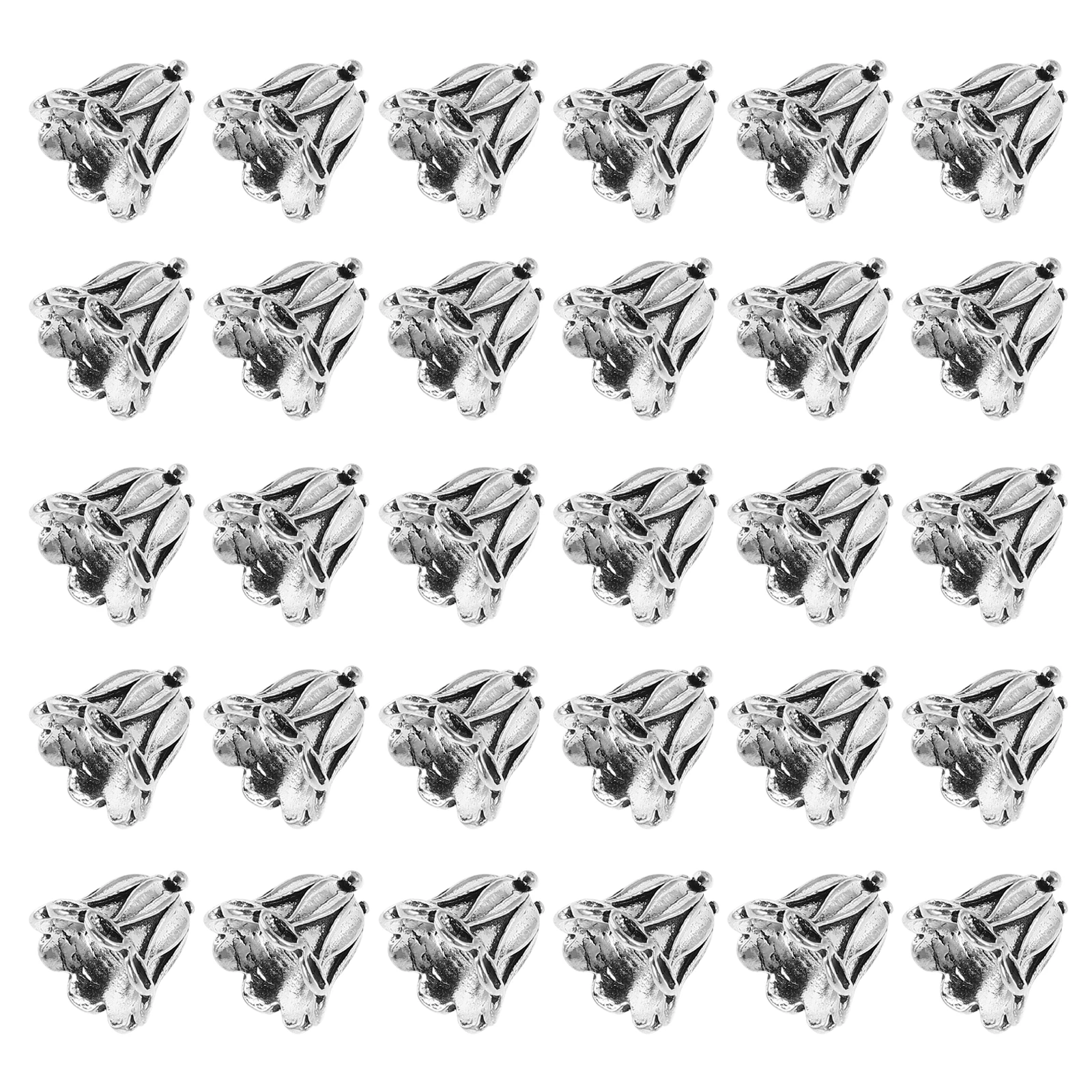 

50pcs Vintage Alloy Flower Bead Caps Floral Design Metal Spacer Beads For Tassel Earrings Bracelets Jewelry Making Supplies