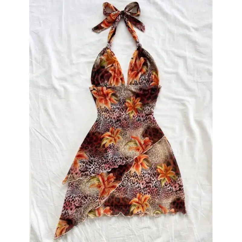 

Женский повседневный спортивный костюм с цветочным принтом, юбкой с рюшами и бретелями, модель 6449, осенний сезон, Seven Sve