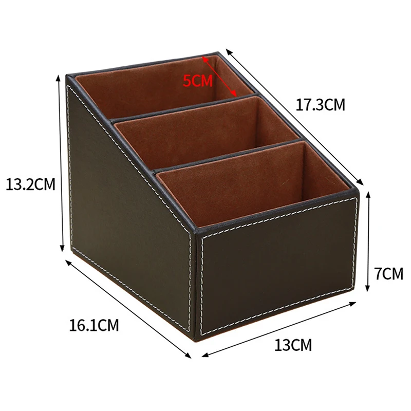 PU 가죽 리모컨 거치대 가죽 리모컨 정리함 보관함, 휴대폰 안경 및 화장품용 데스크탑 정리함